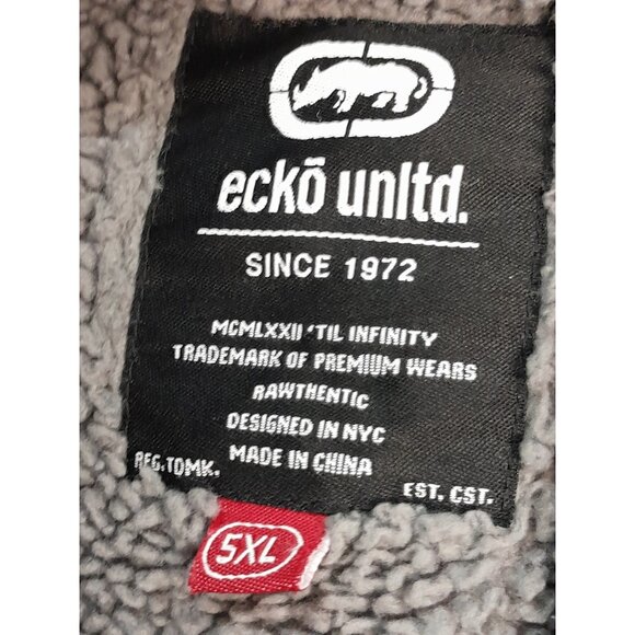 Ecko Unltd Mens Fleece Lined Camo Full Zip Size 5XL Hooded Jacket Gray Pockets - Picture 6 of 11